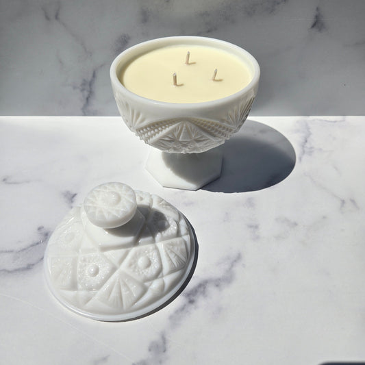 Imperial Milk Glass Eastern Star Compote 1960s
