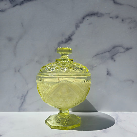 Imperial Canary Yellow Eastern Star Compote 1960s