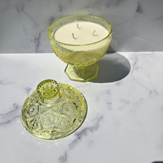 Imperial Canary Yellow Eastern Star Compote 1960s