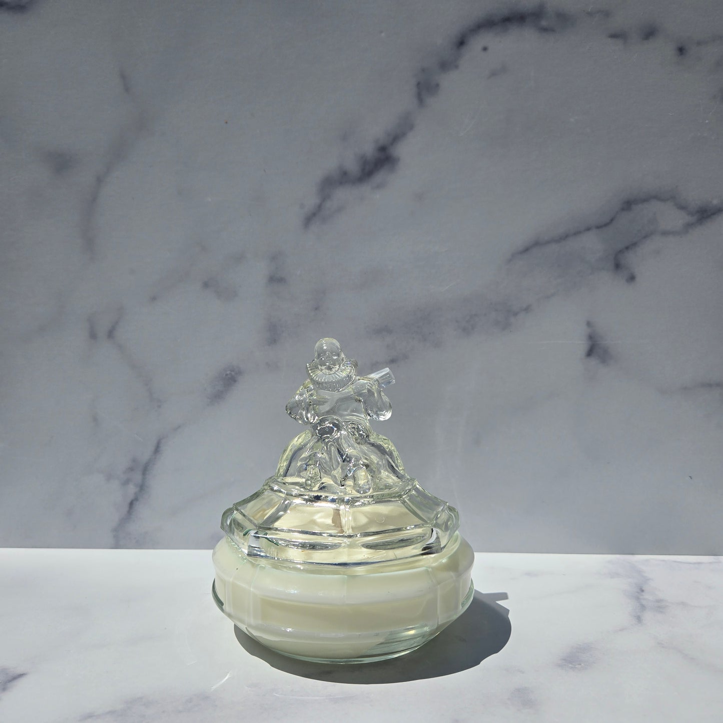 L.E. Smith Clear Minstrel Powder Jar 1930s