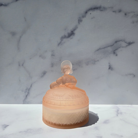 Dermay Pink Satin Lady Powder Jar 1930s