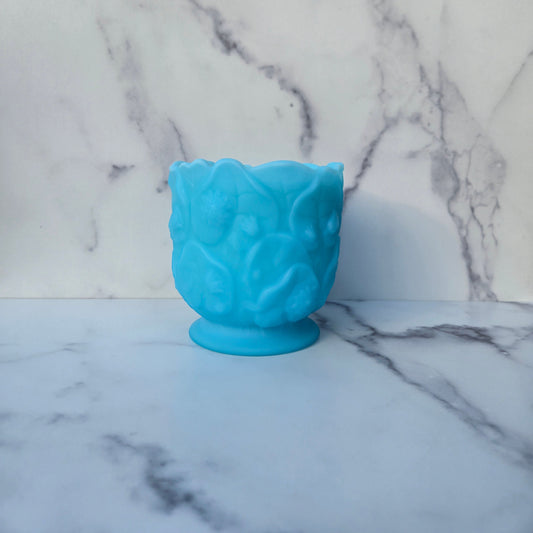 Fenton Satin Blue Waterlily Jardiniere 1971-1983