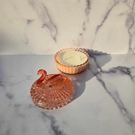 Jeannette Pink Swan Lipstick and Powder Jar 1940s
