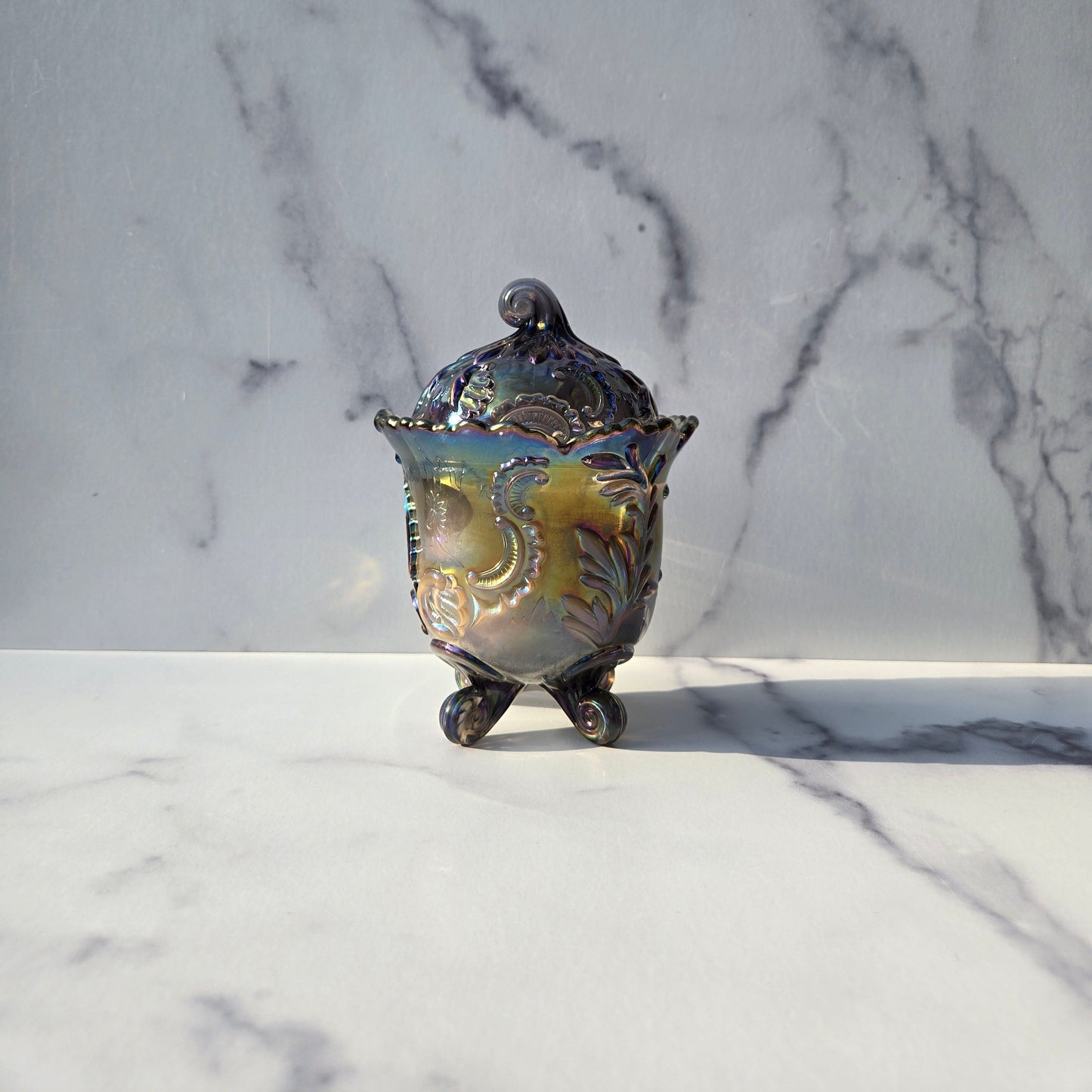 Imperial Smoke Inverted Feather and Fan Jar 1970s
