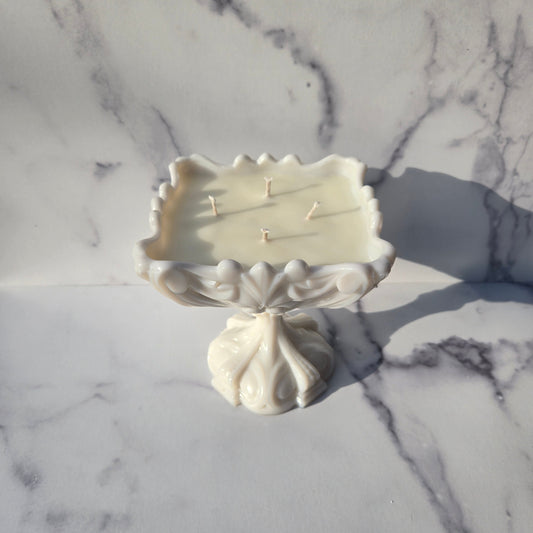 Portieux Vallerystahl White Opaline Compote 1930s