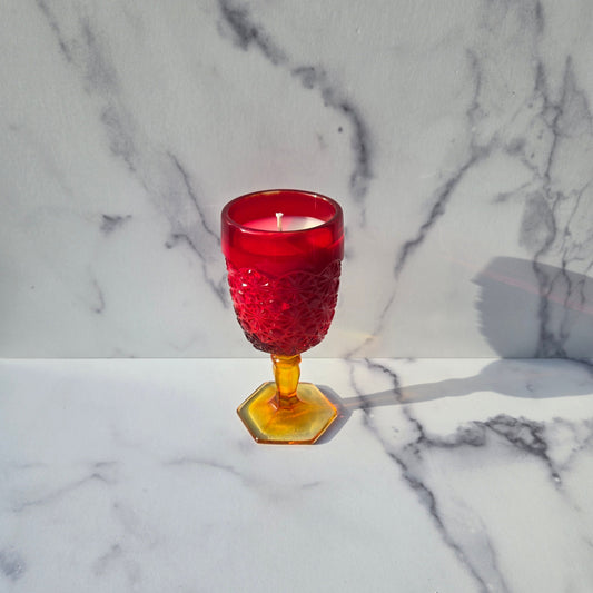 Smith Amberina Daisy and Button Goblet 1940s