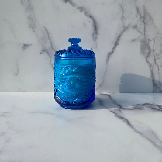 Imperial Blue Hobstar Biscuit Jar 1970s