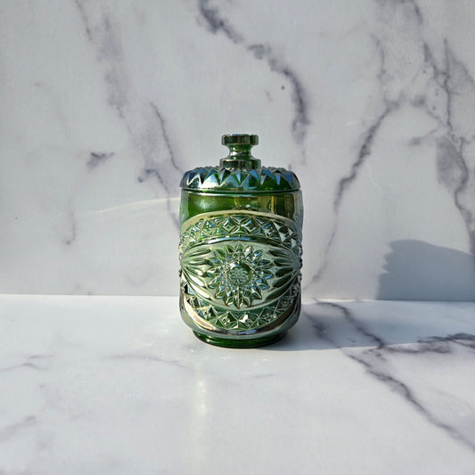 Imperial Green Carnival Hobstar Biscuit Jar 1970s