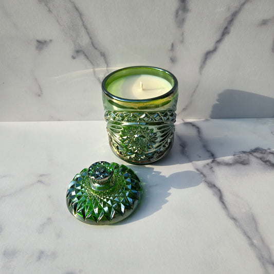 Imperial Green Carnival Hobstar Biscuit Jar 1970s