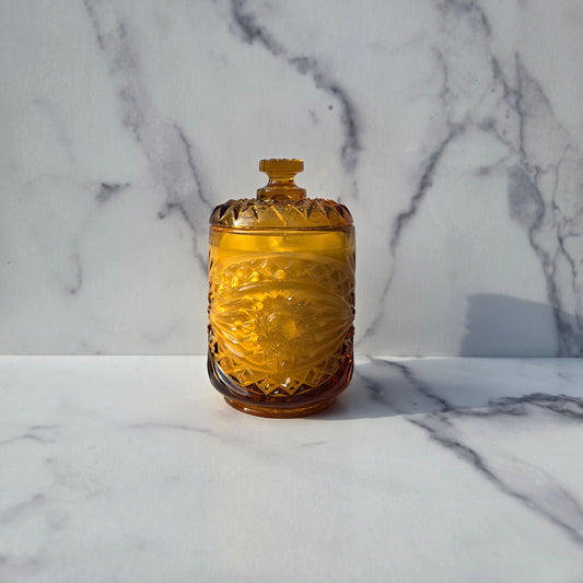 Imperial Amber Hobstar Biscuit Jar 1970s