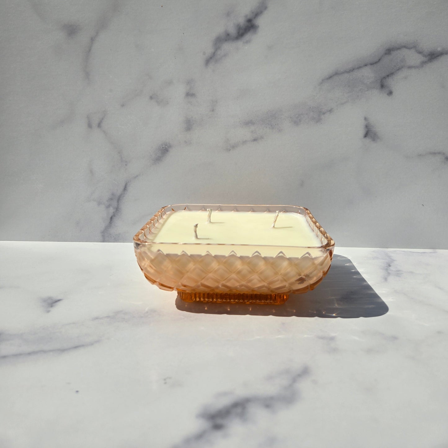 Federal Pink Diamond Lattice Bowl 1930s