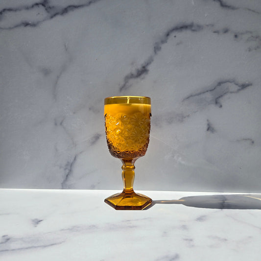 Smith Amber Daisy and Button Goblet 1960s