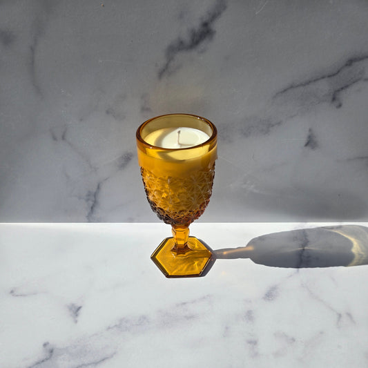 Smith Amber Daisy and Button Goblet 1960s