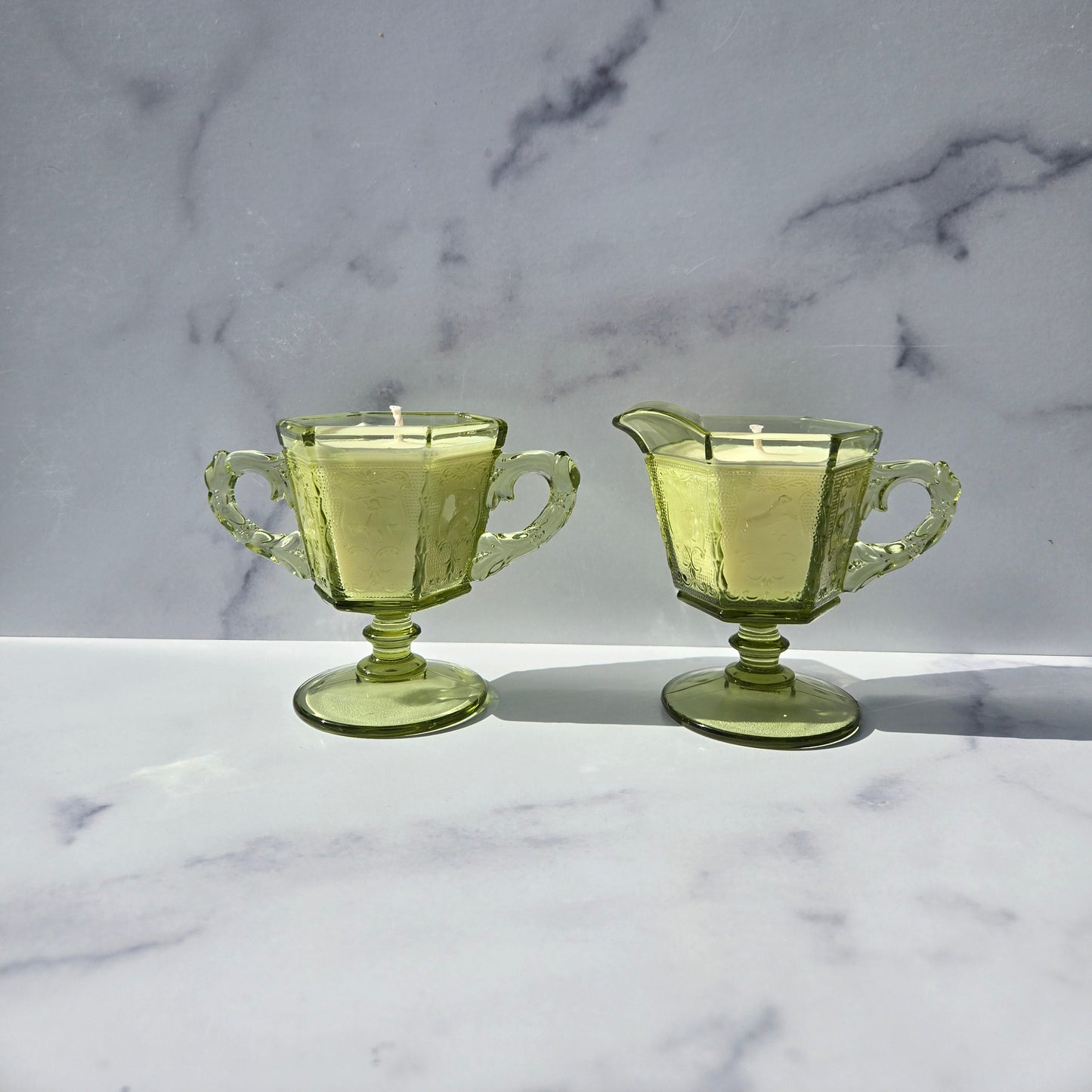 Imperial Green Zodiac Creamer & Sugar Set 1960s