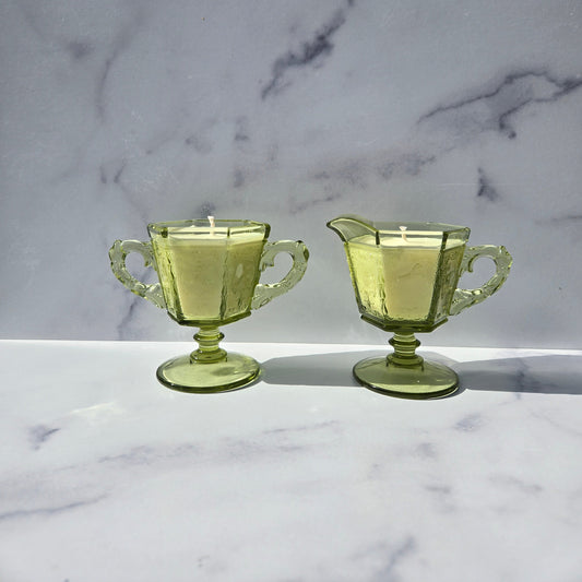 Imperial Green Zodiac Creamer & Sugar Set 1960s