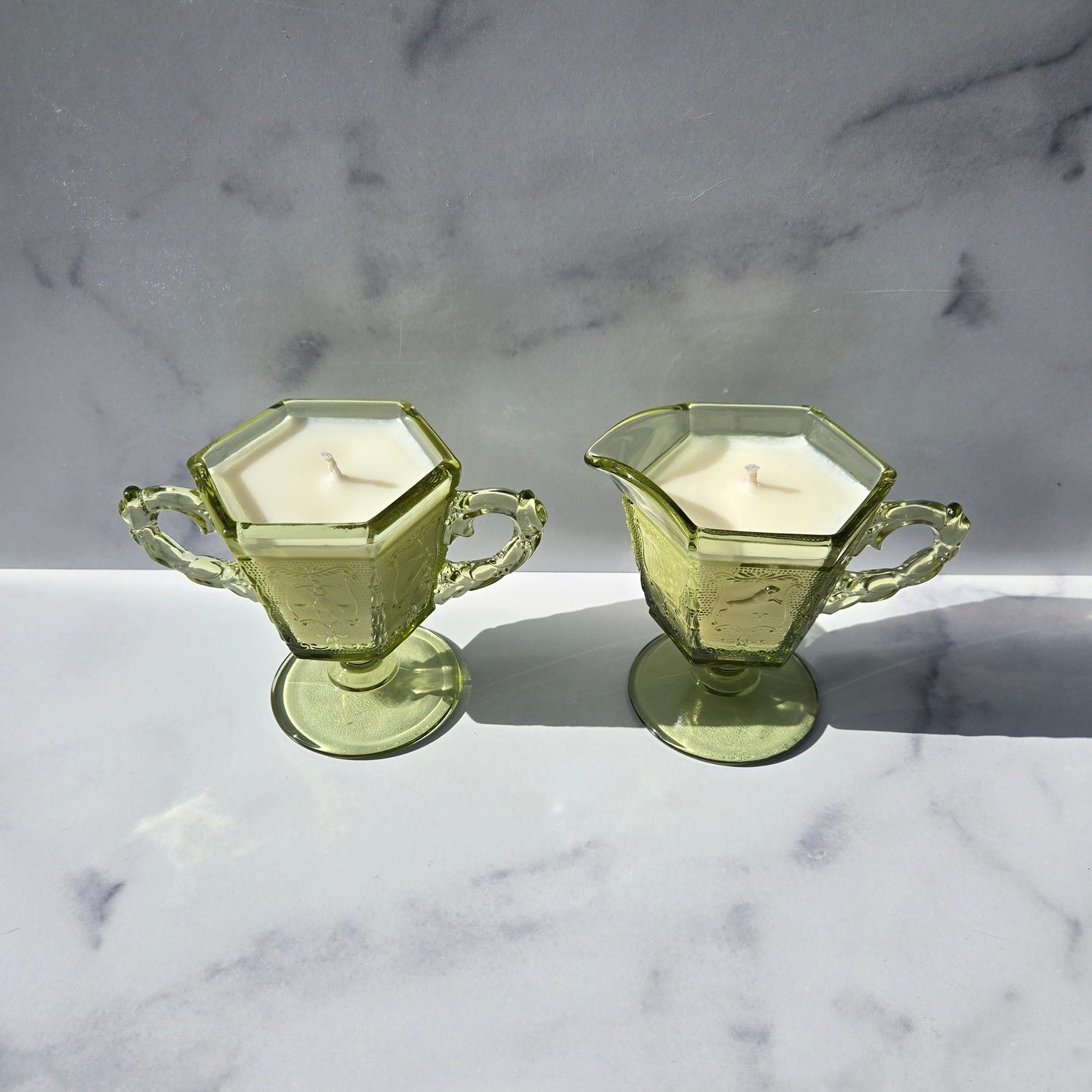 Imperial Green Zodiac Creamer & Sugar Set 1960s