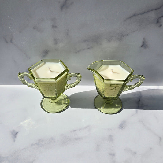 Imperial Green Zodiac Creamer & Sugar Set 1960s