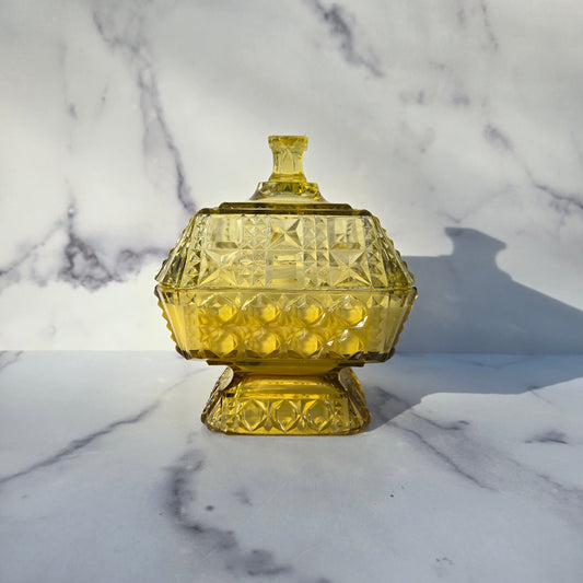 Adams & Co. Amber Block and Star Butter Dish 1885