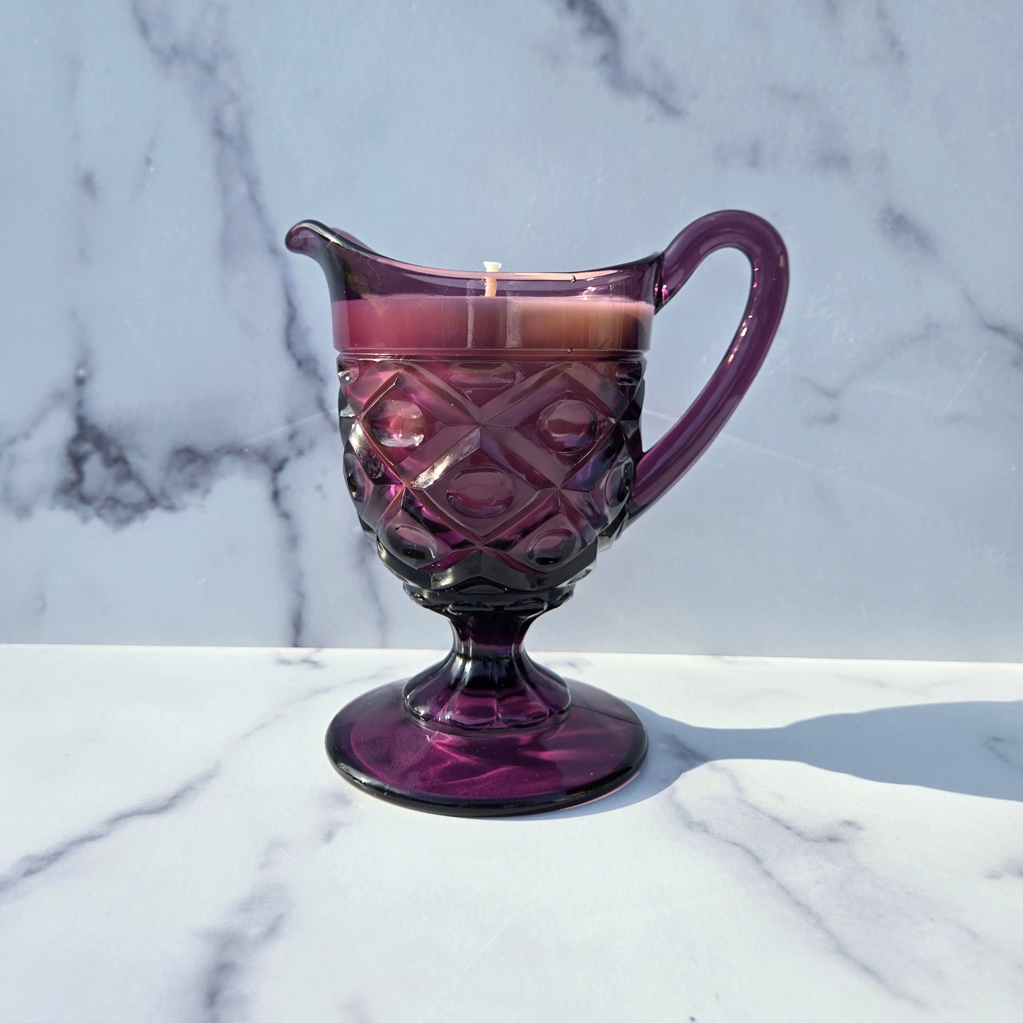 Viking Plum Diamond Thumbprint Pitcher 1972