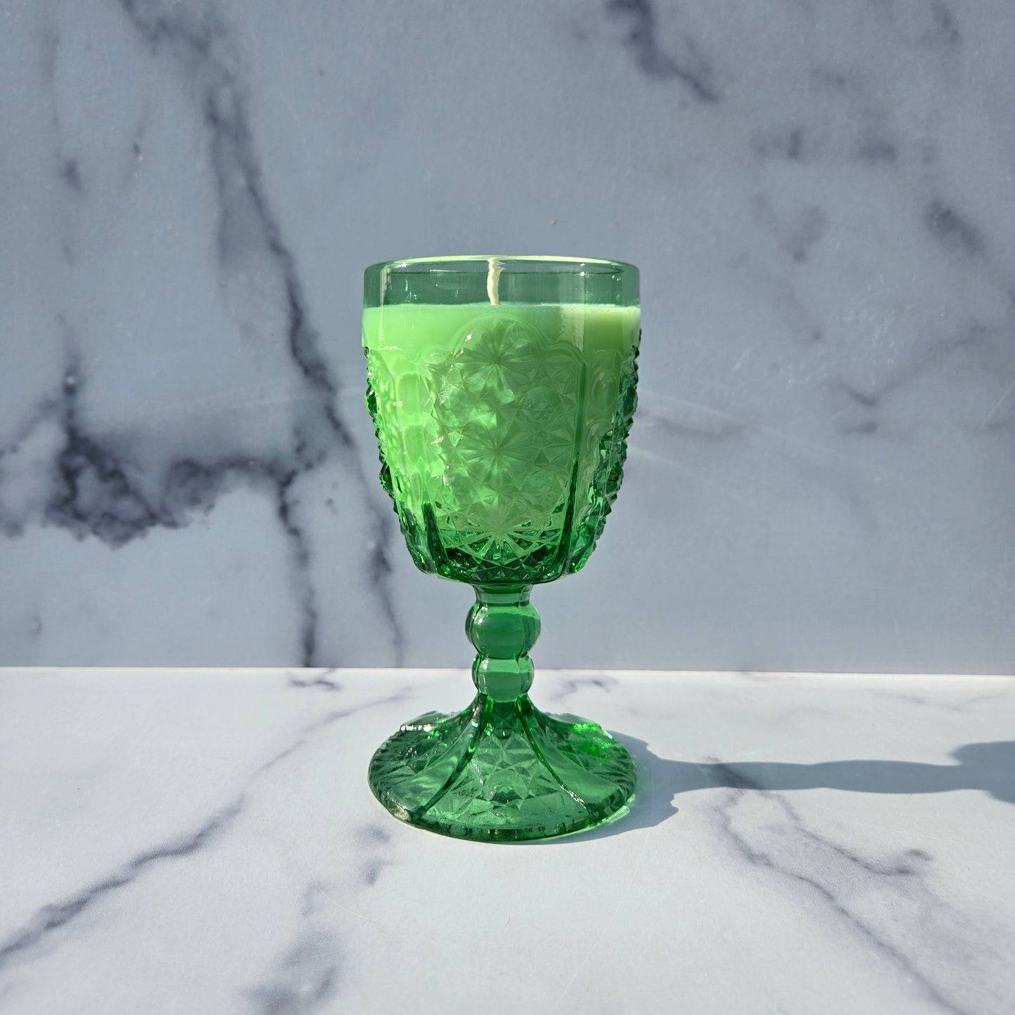 L. G. Wright Green Daisy and Button Goblet 1970s