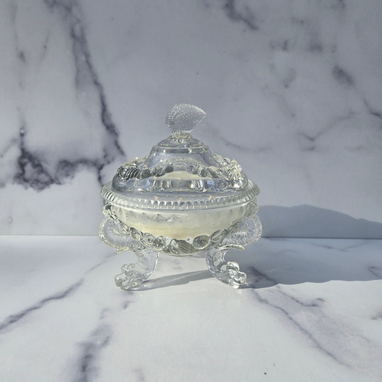 Portieux Vallerystahl Clear Argonaut Shell Candy Dish 1960s