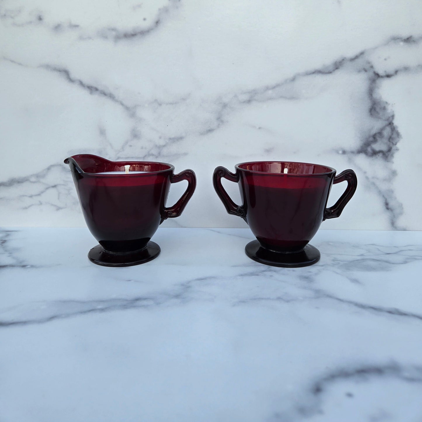 Anchor Hocking Royal Ruby Creamer & Sugar 1938