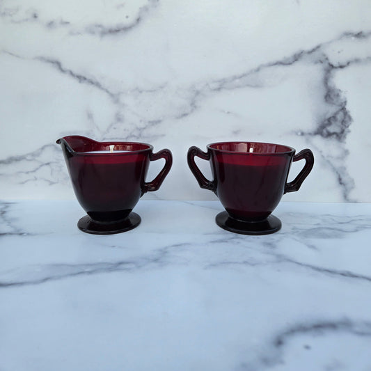 Anchor Hocking Royal Ruby Creamer & Sugar 1938