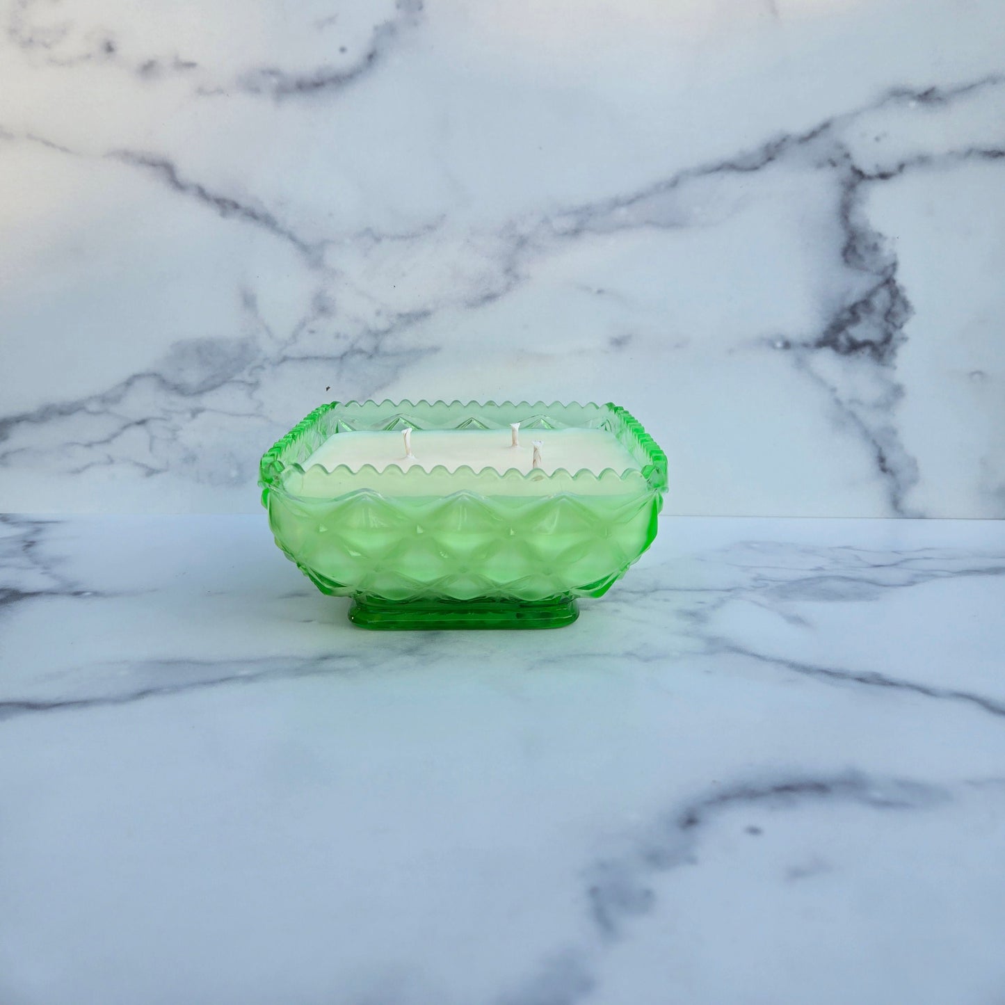 Imperial Green Diamond Block Square Bowl 1930s