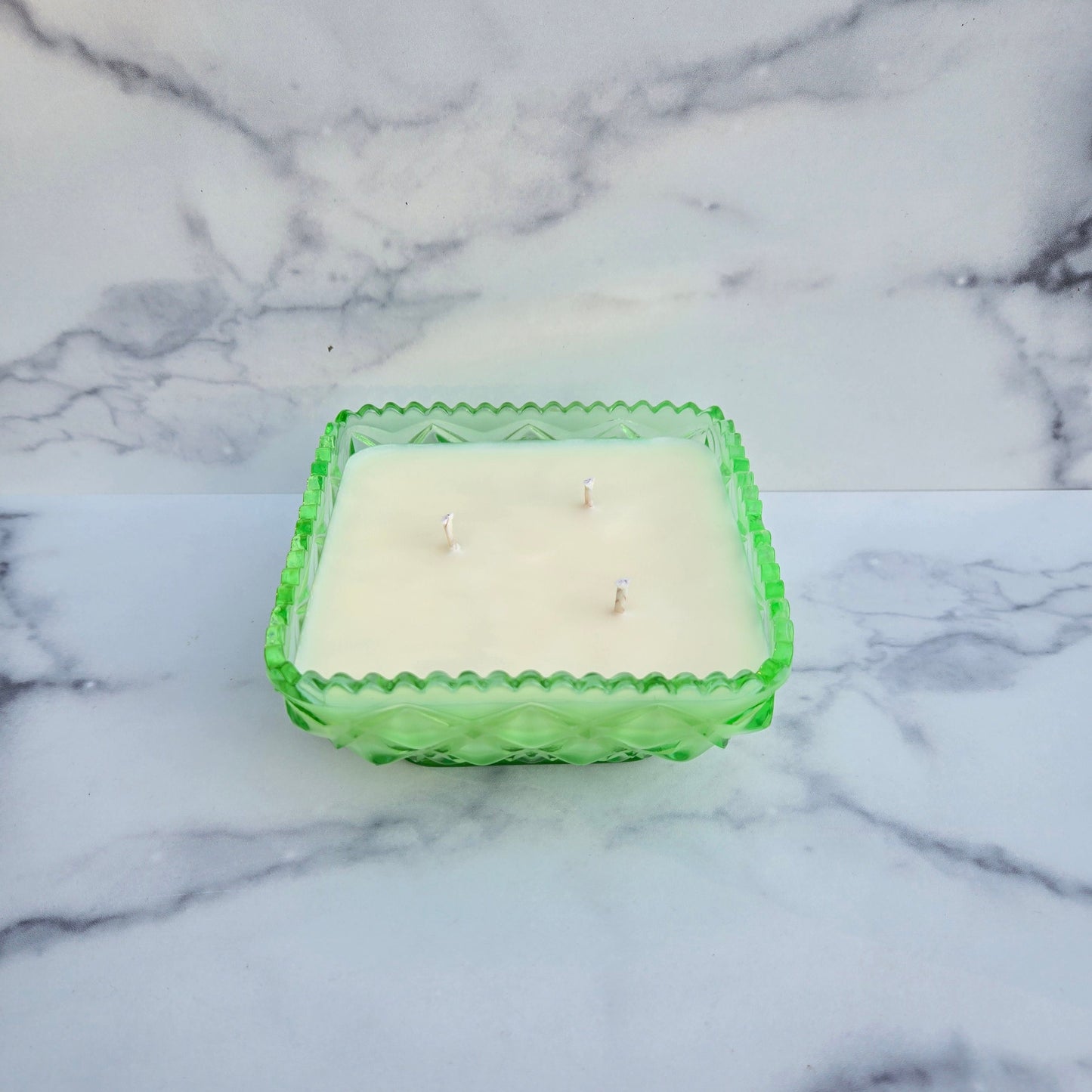 Imperial Green Diamond Block Square Bowl 1930s