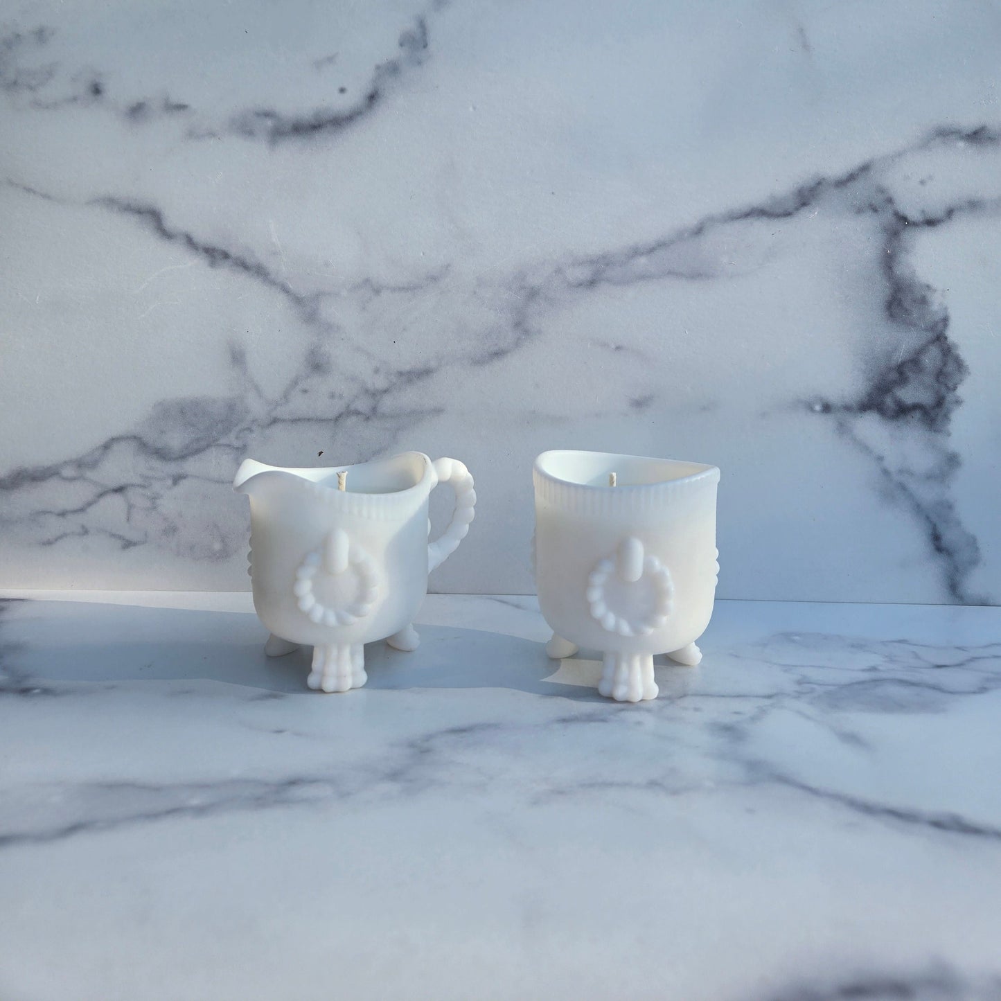 Imperial Frosted Milk Wreath Creamer & Sugar 1960s