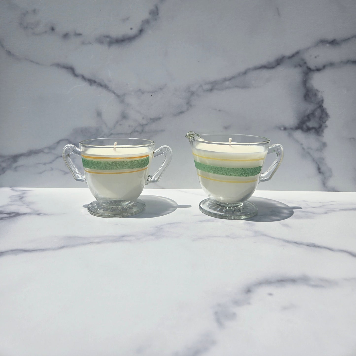 Anchor Hocking Green and Yellow Creamer 1930s
