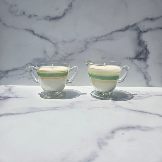Anchor Hocking Green and Yellow Creamer 1930s
