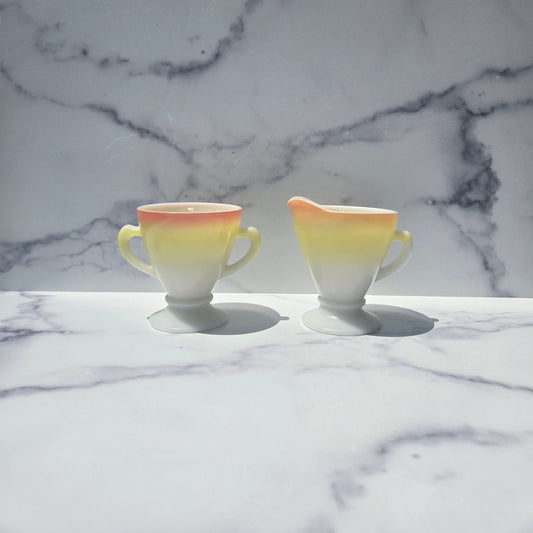 Hazel Atlas Sierra Sunrise Creamer & Sugar 1940s