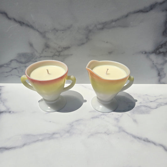 Hazel Atlas Sierra Sunrise Creamer & Sugar 1940s