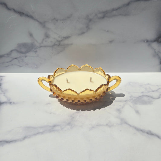 Fenton Colonial Amber Hobnail Nut Dish 1959-1982