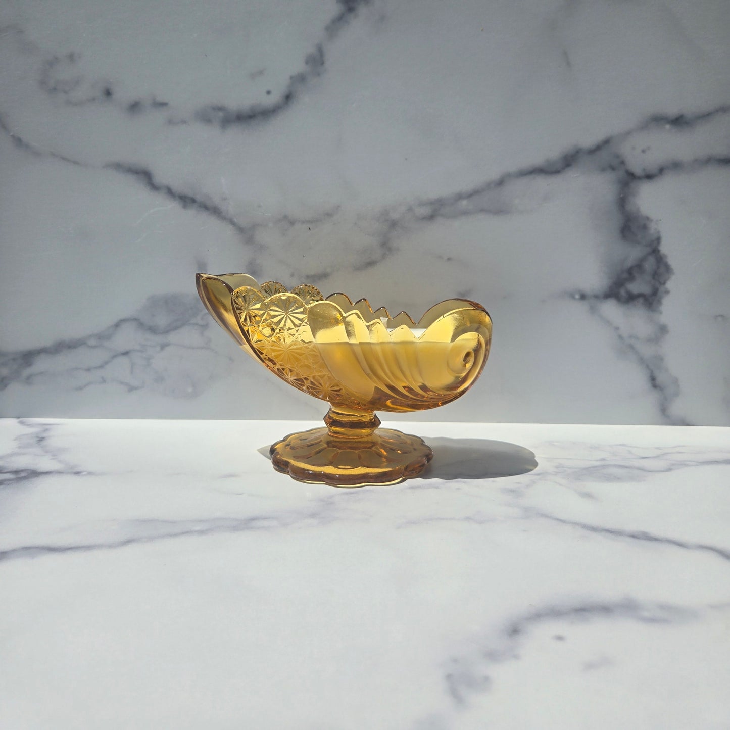 L.G. Wright Amber Nautilus Shell Dish 1970s