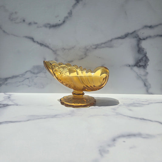 L.G. Wright Amber Nautilus Shell Dish 1970s