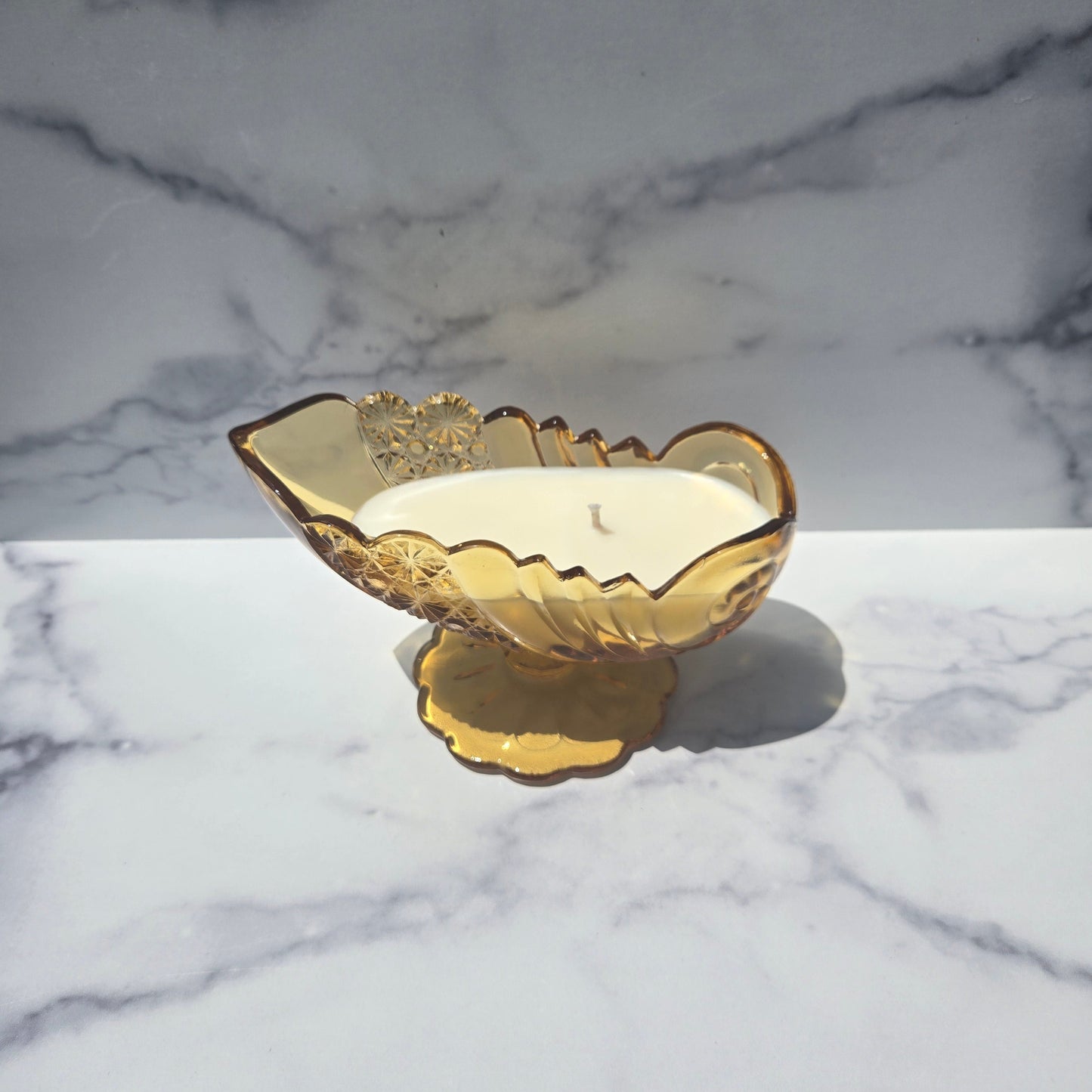 L.G. Wright Amber Nautilus Shell Dish 1970s