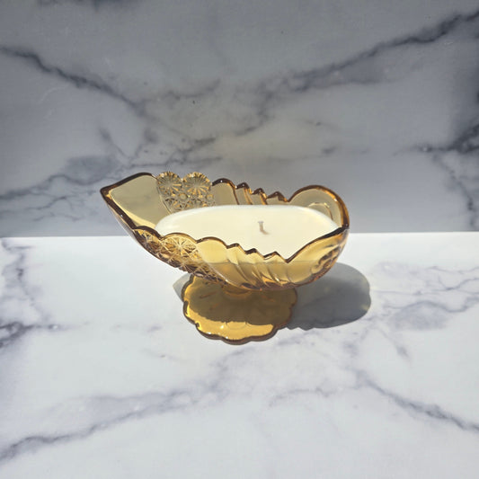 L.G. Wright Amber Nautilus Shell Dish 1970s