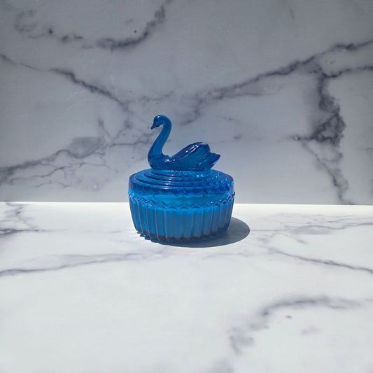 Jeannette Blue Swan Powder Dish 1960s