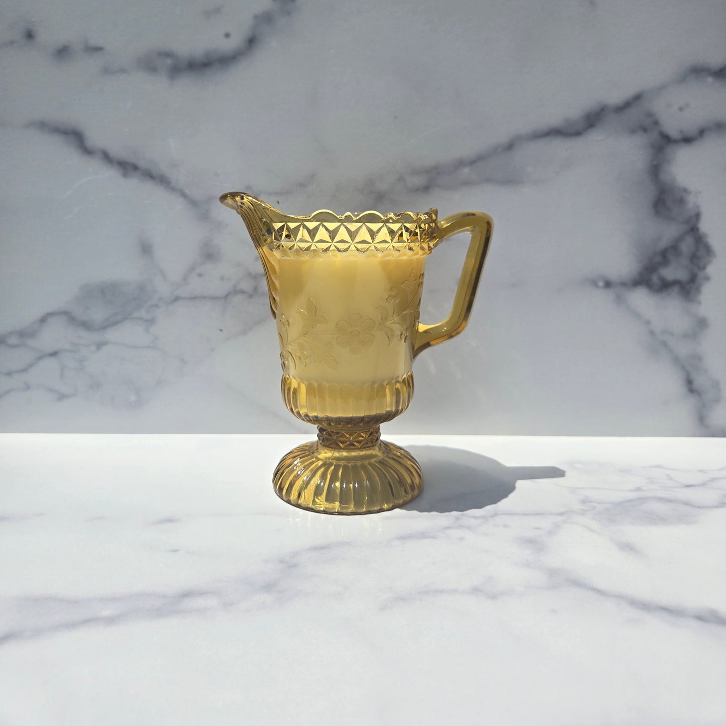 L.G. Wright Amber Wildflower Creamer 1970s