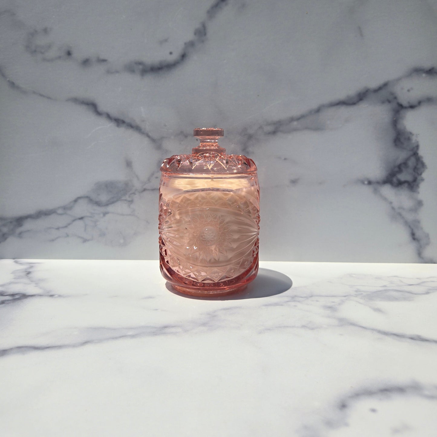 Imperial Pink Hobstar Biscuit Jar 1970s